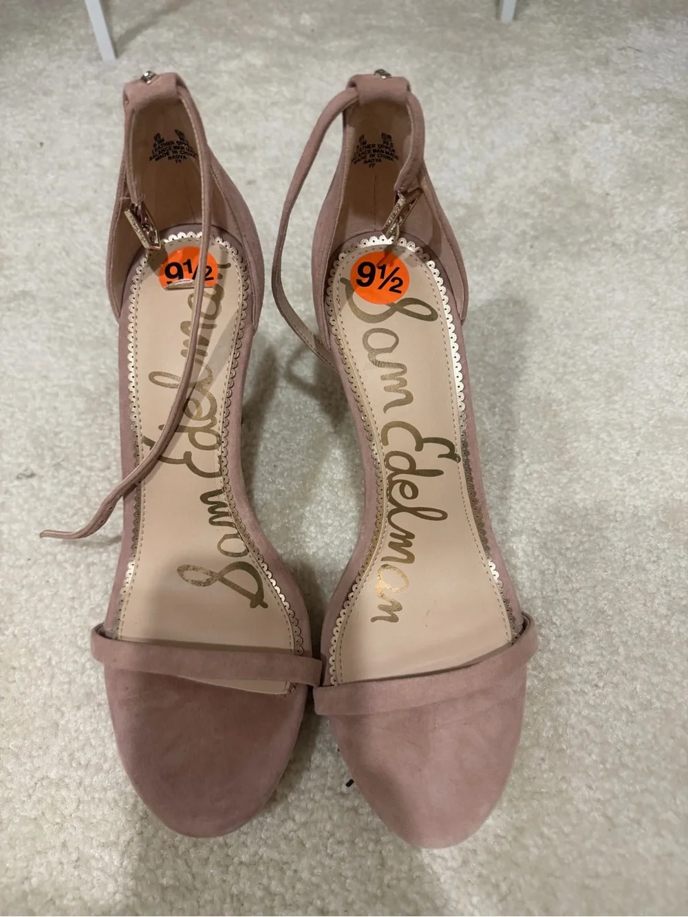 Sam Edelman Pink Suede Ankle-Strap Stiletto Sandals